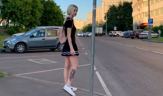 The guy takes with his Russian blonde home Blowjob on camera...