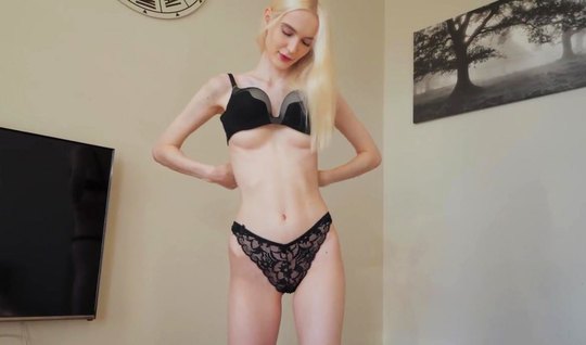 Russian skinny blonde during homemade porn jumps on a dick a...